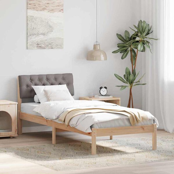 vidaXL Bedframe Bruin en taupe 80 x 200 cm Massief grenenhout