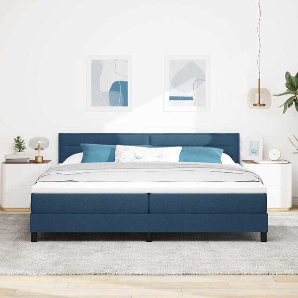 vidaXL Boxspringbed met hoofdeinde Blauw 200 x 200 cm Stof