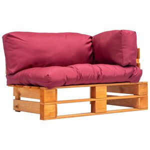 vidaXL Tuinbank met rode kussens pallet grenenhout