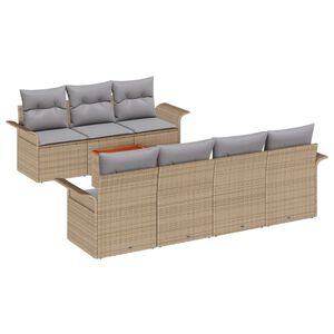 vidaXL Tuinbankenset met opslag 8 pcs Beige en Licht Grijs poly rattan