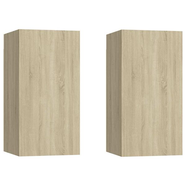 vidaXL Tv-meubels 2 st 30,5x30x60 cm bewerkt hout sonoma eikenkleurig