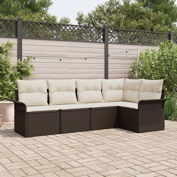 vidaXL Tuin Sofa Set met opslag 5 pcs Bruin poly rattan