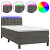 vidaXL Boxspring met matras en LED fluweel donkergrijs 100x200 cm