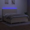 vidaXL Boxspring met matras en LED stof cr&egrave;mekleurig 160x200 cm
