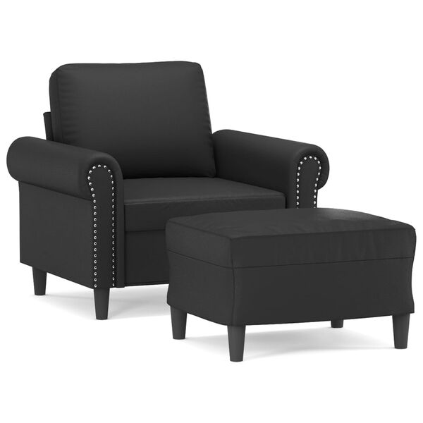 vidaXL Fauteuil met voetenbank 60 cm kunstleer zwart
