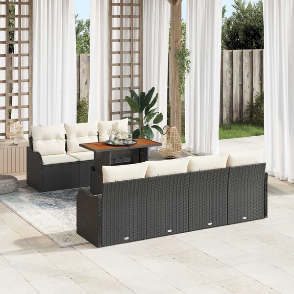 vidaXL Tuin Sofa Set met kussen 8 pcs Zwart en cr&egrave;me