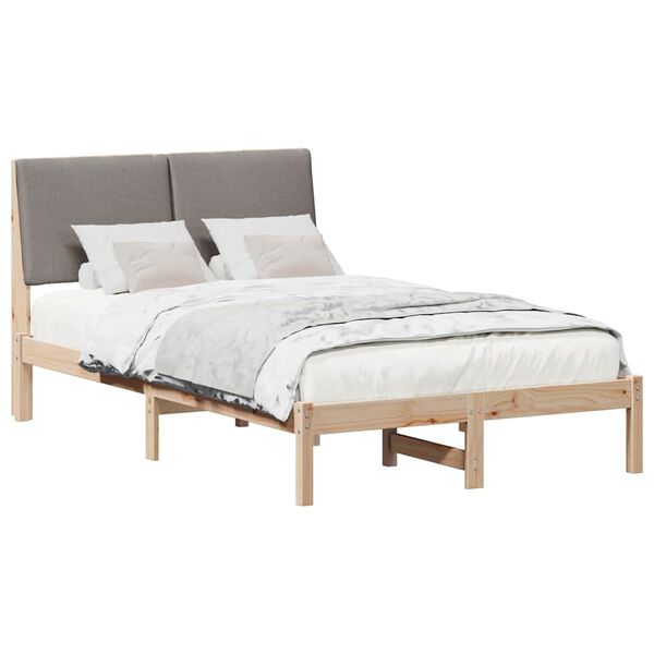 vidaXL Bedframe Bruin en taupe 135 x 190 cm Massief grenenhout