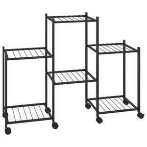 vidaXL Bloemenstandaard met wielen 83x25x63,5 cm ijzer zwart