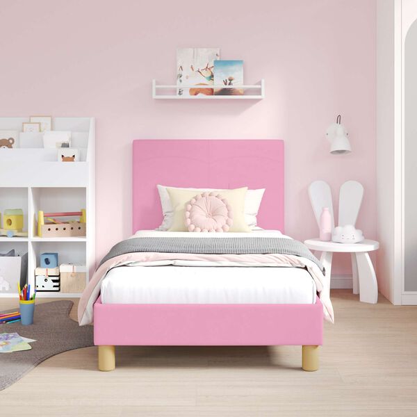 vidaXL Bedframe voor kinderen met hoofdbord Roze 80 x 160 cm Stof