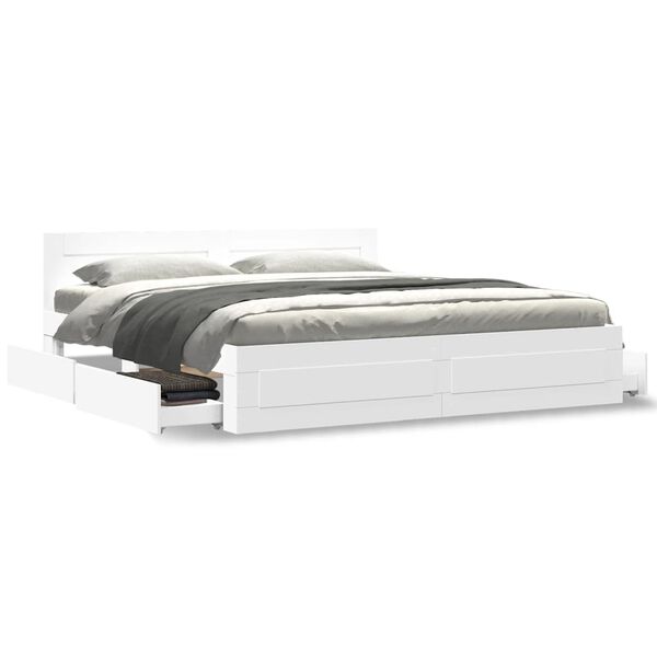 vidaXL Bedframe met hoofdeinde zonder matras 180x200 cm wit