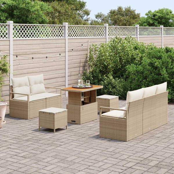 vidaXL Tuin Sofa Set met kussen met opslag 8 pcs Beige en Cr&egrave;me