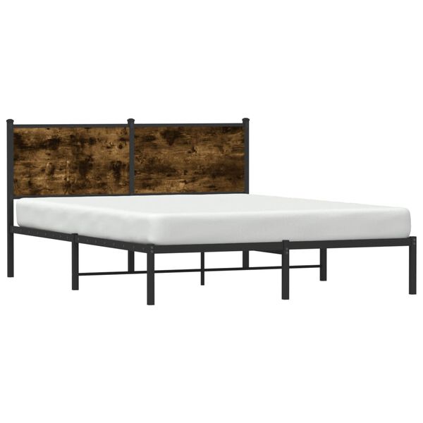 vidaXL Bedframe zonder matras metaal gerookt eikenkleurig 150x200 cm
