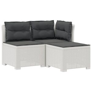vidaXL 3-zits tuinbank met kussens in rattanlook PP Wit