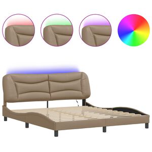 vidaXL Bedframe met LED zonder matras "Hvar" cappuccino 180x200 cm
