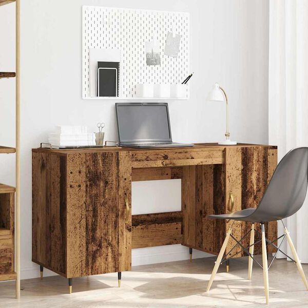 vidaXL Bureau met plank Oud hout 140 x 50 x 75 cm Bewerkt hout