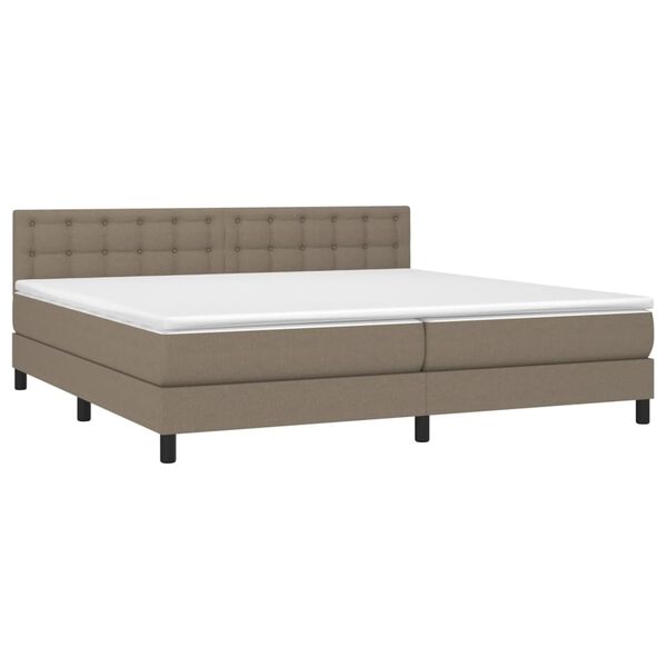 vidaXL Boxspring met matras stof taupe 200x200 cm