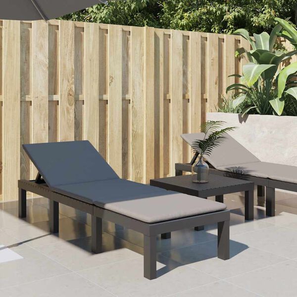 vidaXL Ligbed met kussens PP antracietkleurig
