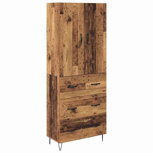 vidaXL Hoge kast met lade 2 pcs Oudhout Bewerkt hout
