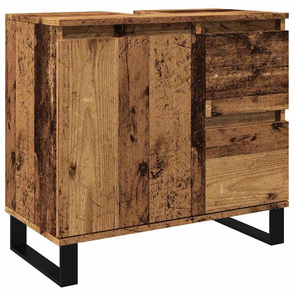 vidaXL Badkamerkast 65x33x60 cm bewerkt hout oud houtkleurig