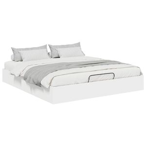 vidaXL Ottoman Bedframe Wit 203 x 180 x 25 cm Geconstrueerd hout