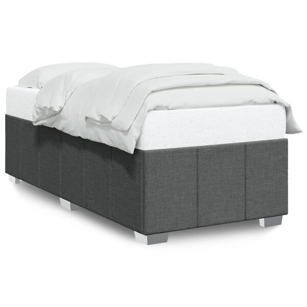 vidaXL Bedframe zonder matras 90x200 cm stof donkergrijs