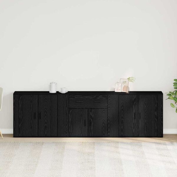 vidaXL Dressoir met lade Zwart Eiken 240 x 33 x 70 cm Bewerkt hout