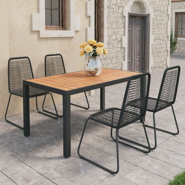 vidaXL 5-delige Tuinset PVC-rattan zwart en bruin