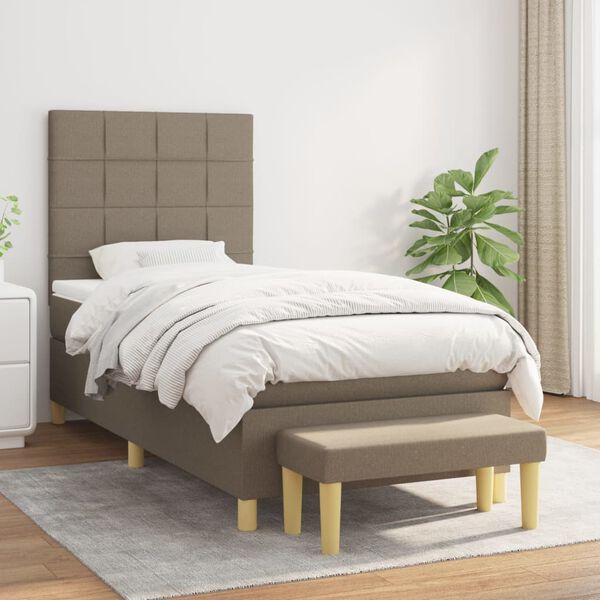 vidaXL Boxspring met matras stof taupe 100x200 cm