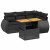 vidaXL 5-delige Loungeset met kussens poly rattan zwart