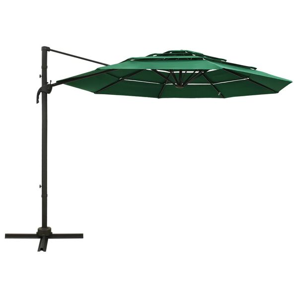 vidaXL Parasol 4-laags met aluminium paal 3x3 m groen