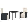 vidaXL Tuin eettafelset 3 st Zwart poly rattan