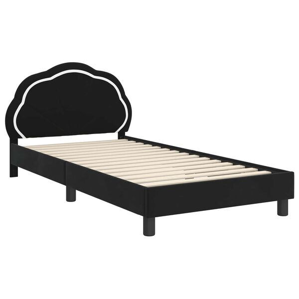 vidaXL Bedframe voor kinderen met hoofdbord Zwart 90 x 200 cm Fluweel