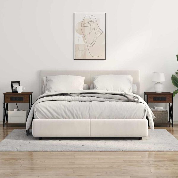 vidaXL Nachtkastje Bruin Eiken 41 x 31 x 51 cm Bewerkt hout