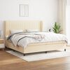 vidaXL Boxspring met matras stof cr&egrave;mekleurig 200x200 cm