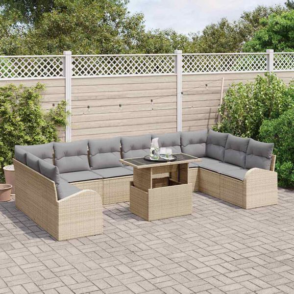 vidaXL Tuin Sofa Set 11 pcs Beige en Licht Grijs poly rattan