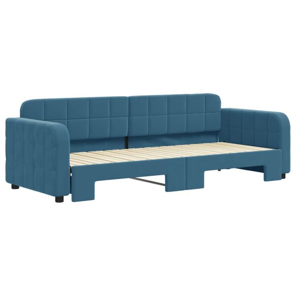 vidaXL Slaapbank met onderschuifbed 80x200 cm fluweel blauw