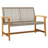 vidaXL Tuinbank 112 cm poly rattan en acaciahout grijs