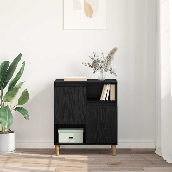 vidaXL Dressoir Zwart eiken 35 x 60 x 70 cm Bewerkt hout