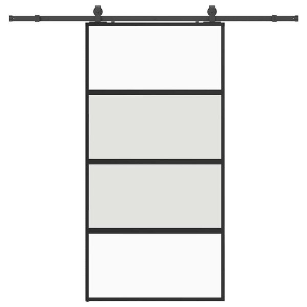 vidaXL Schuifdeur met beslagset 102,5x205 cm gehard glas zwart