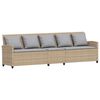 vidaXL Tuinbank met kussens poly rattan beige