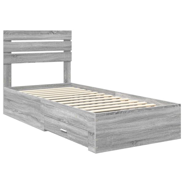 vidaXL Bedframe met lade met hoofdeinde met opslag Bewerkt hout