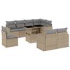 vidaXL 9-delige Loungeset met kussens poly rattan beige