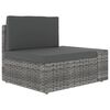 vidaXL 10-delige Loungeset met kussens poly rattan grijs