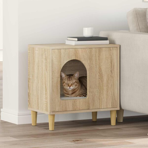 vidaXL Kattenhuis Sonoma 51 x 30 x 52 cm Bewerkt hout