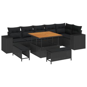 vidaXL Tuin Sofa Set met kussen 9 pcs Zwart poly rattan
