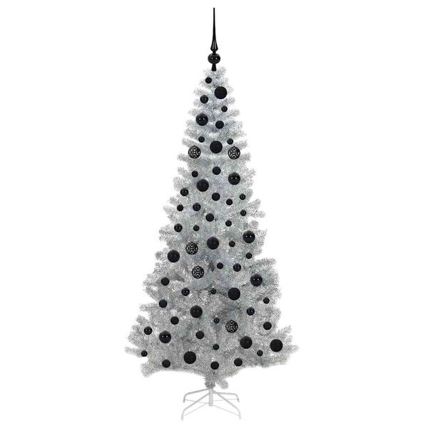 vidaXL Kerstboom met 300 LED met standaard Zilver 180 cm PET