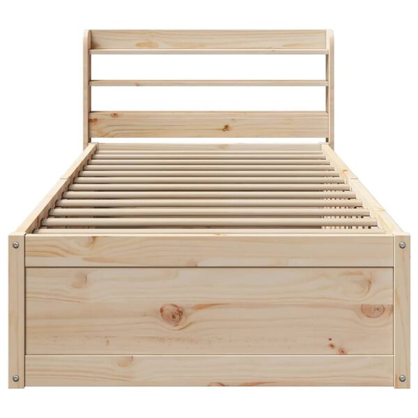 vidaXL Bedframe met hoofdbord massief grenenhout 75x190 cm