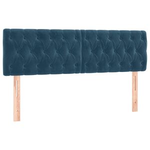 vidaXL Hoofdborden 160x7x78/88 cm fluweel donkerblauw