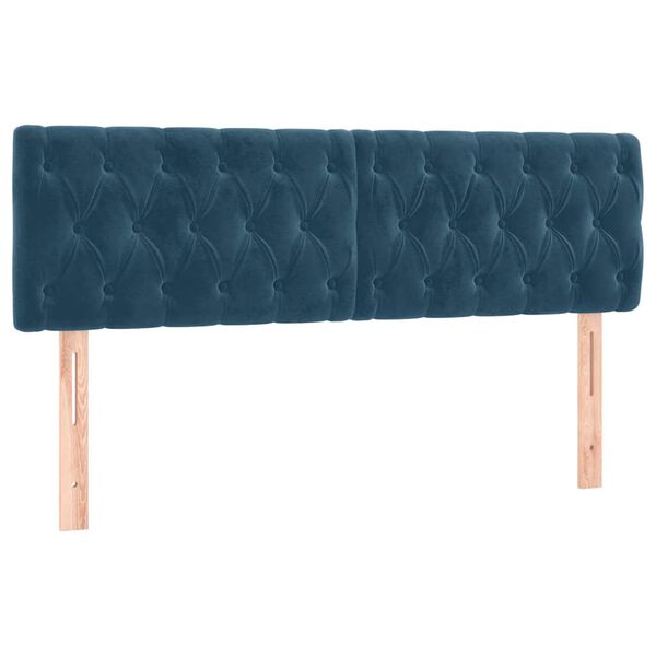 vidaXL Hoofdborden 160x7x78/88 cm fluweel donkerblauw