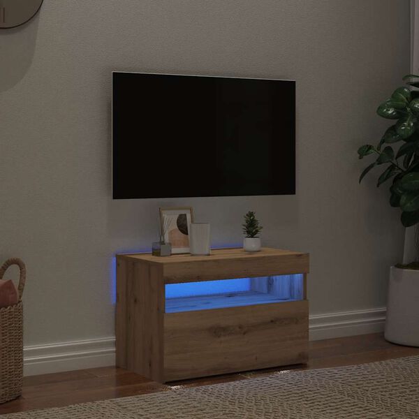 vidaXL Tv-meubel met LED 60x35x40 cm bewerkt hout artisanaal eiken